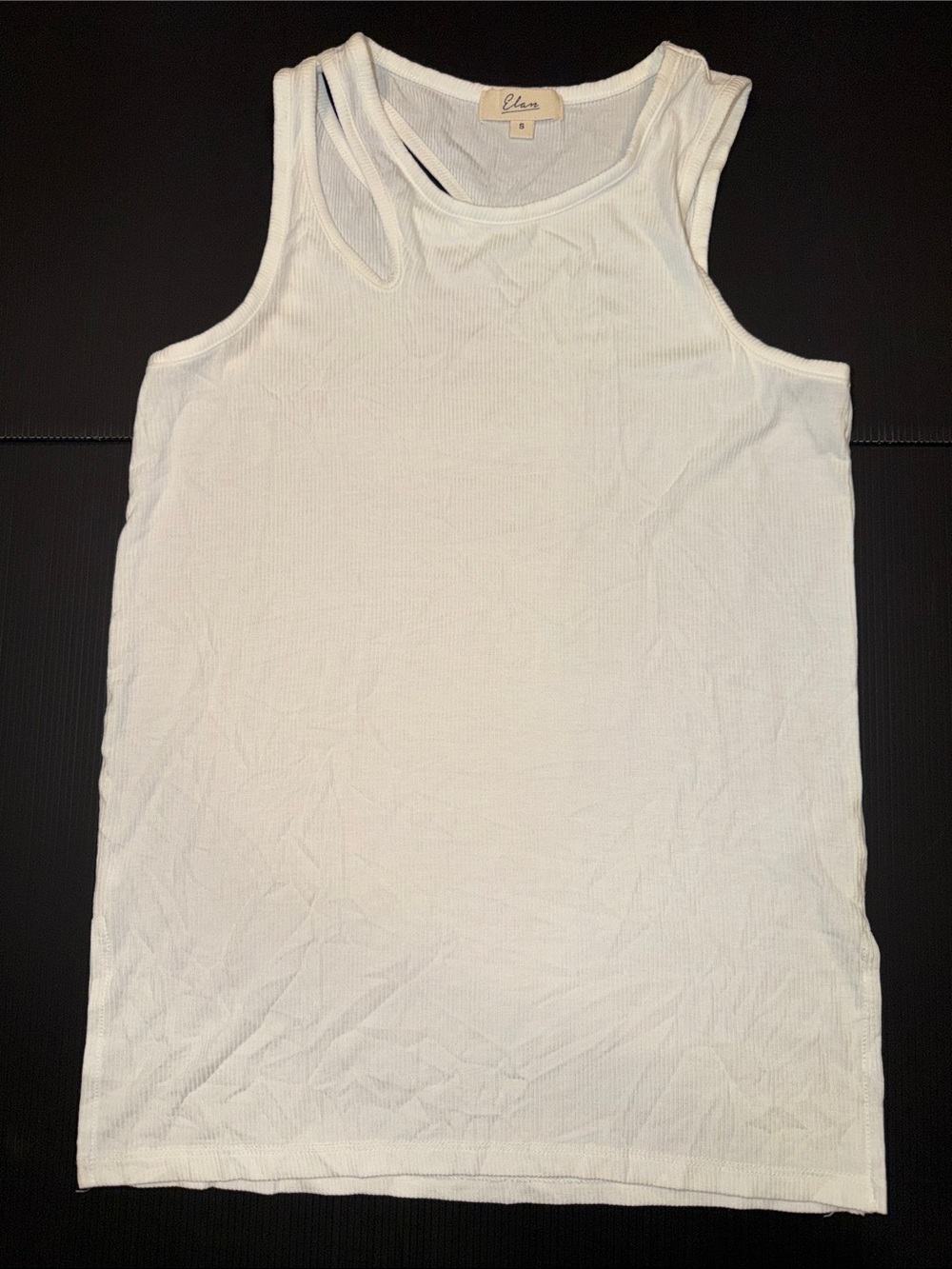 Elan White Ribbed Women's Tank Top